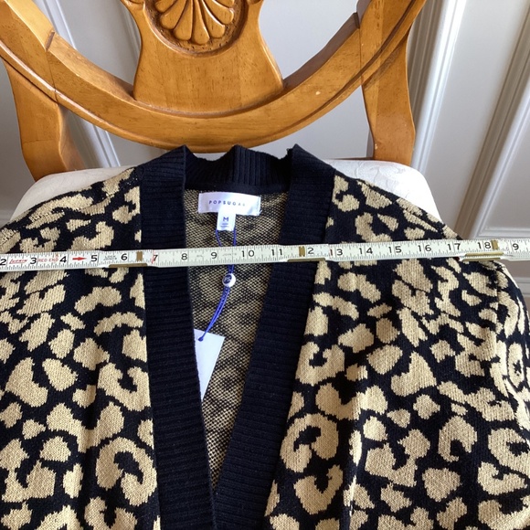 NWT Sugar POP leopard cotton blend cardigan sweater with large pockets size Med - Picture 12 of 16